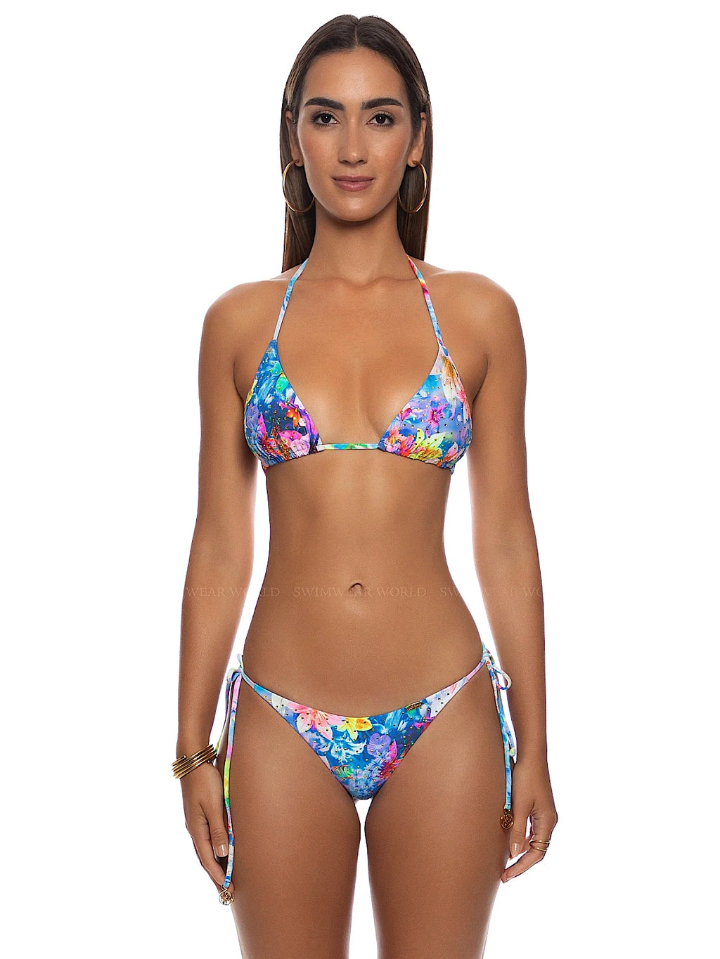 Seamless Triangle-Seamless Ruched Back Tie Side