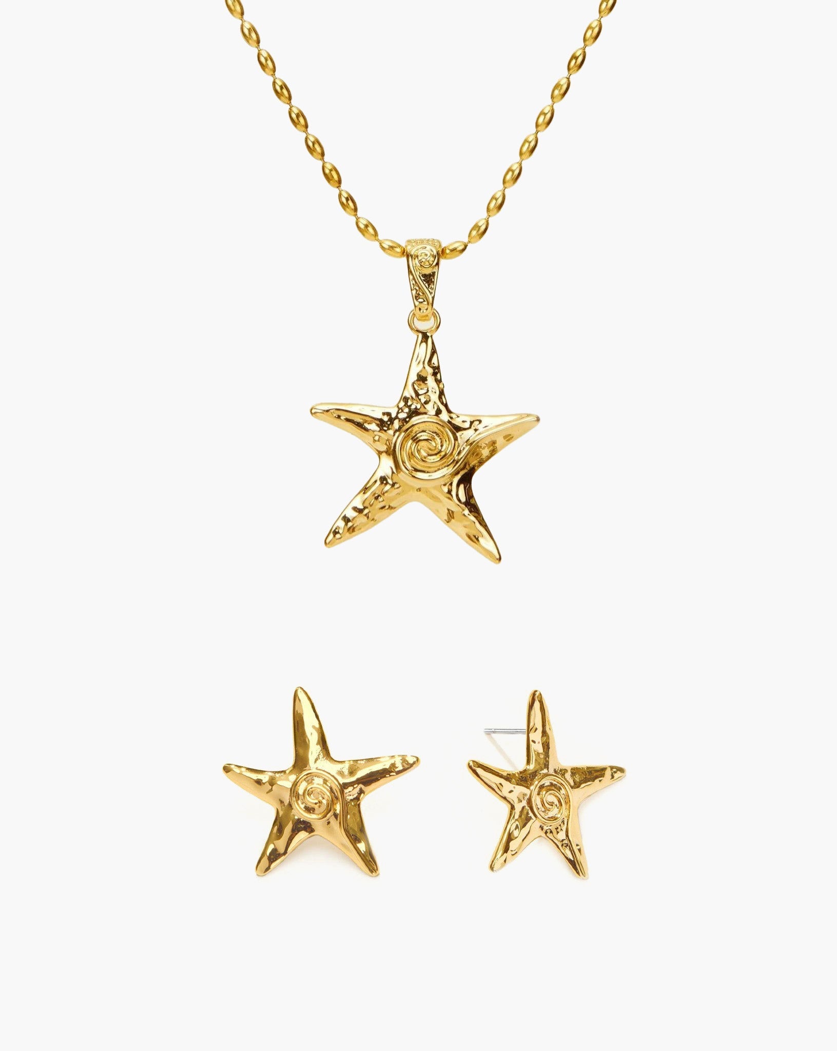Starfish Necklace & Earrings Set in Silver